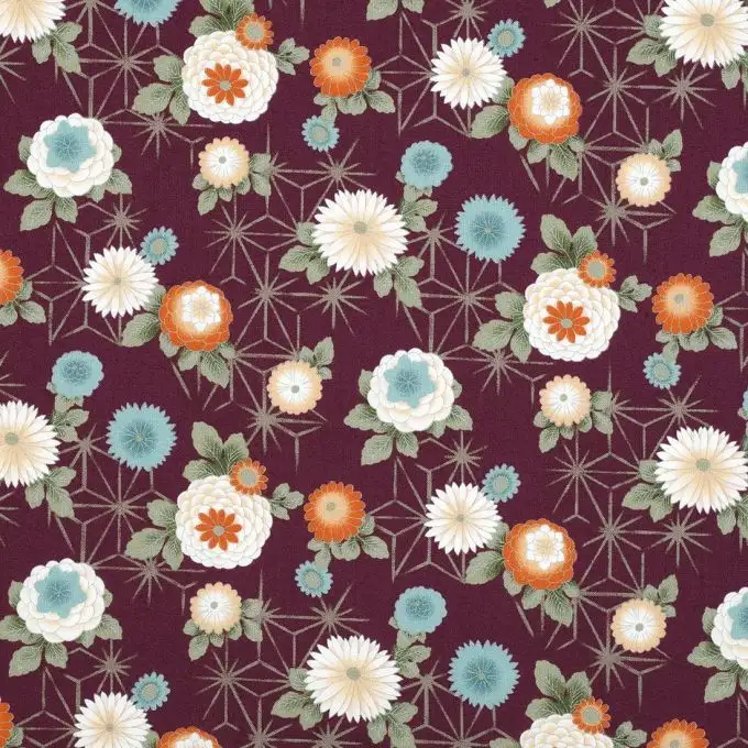 Tessuto popeline cotone viola fiori ciliegio