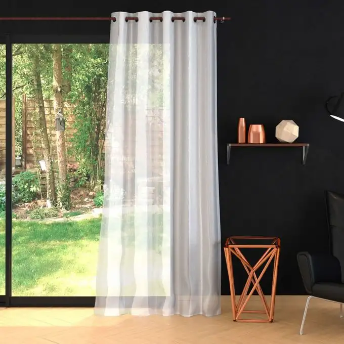 Tessuto velo rigato lurex naturale piombato - 300cm