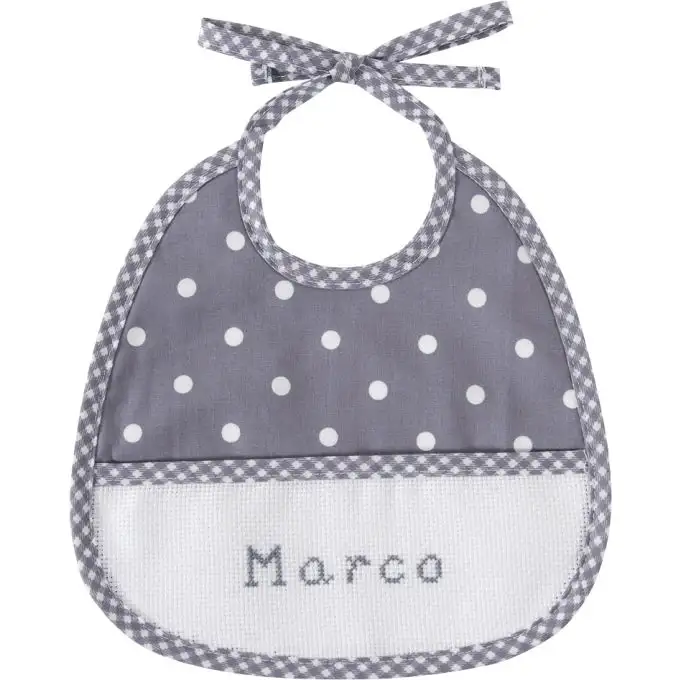 Bavaglino ricamabile blu grigio