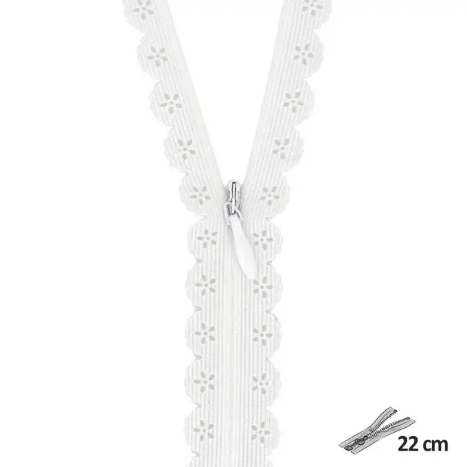 Chiusura pizzo geometrico bianco 22 cm