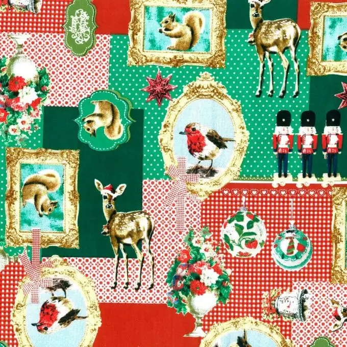 Tessuto di Natale cretonne cerbiatto