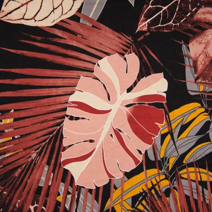 Tessuto jersey viscosa palme rosa