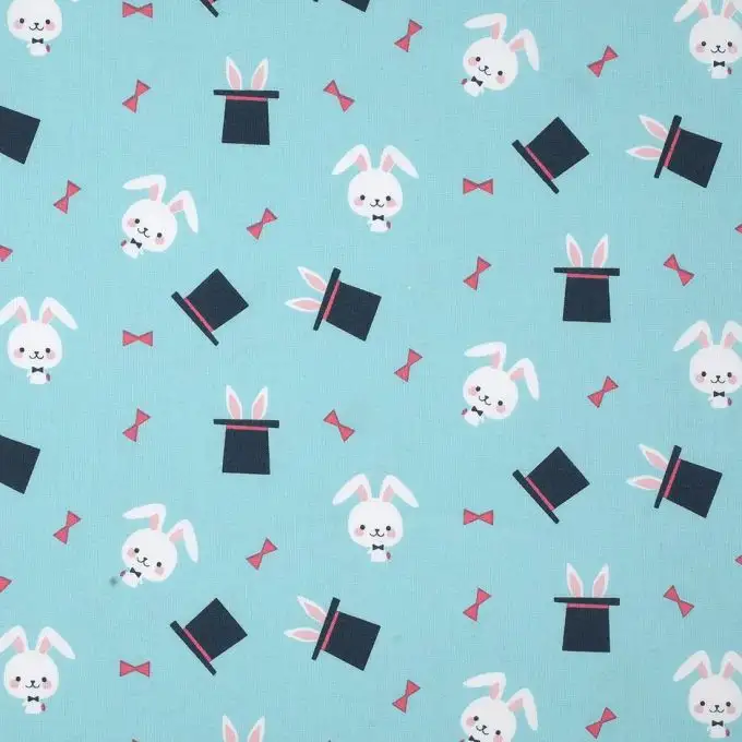 Tessuto cotone blu cappello coniglio