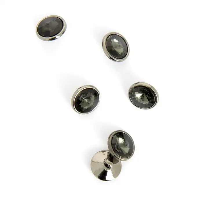 bottoni rotondi diamante nero a gambo 13 mm