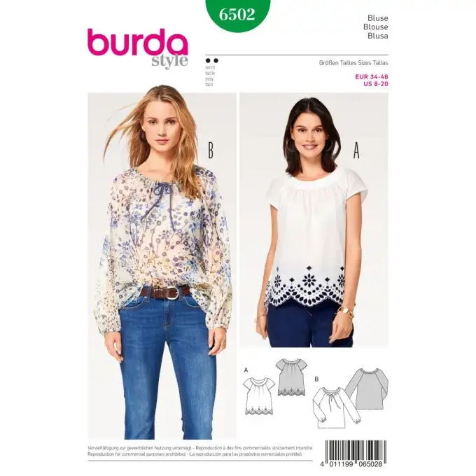 Blusa burda 6502 patron