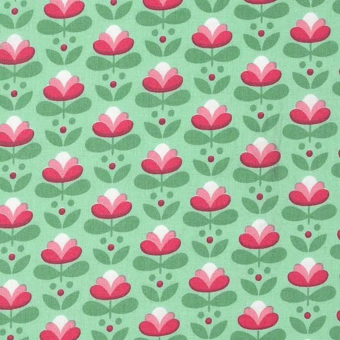 Tessuto cotone fiori scandi verde