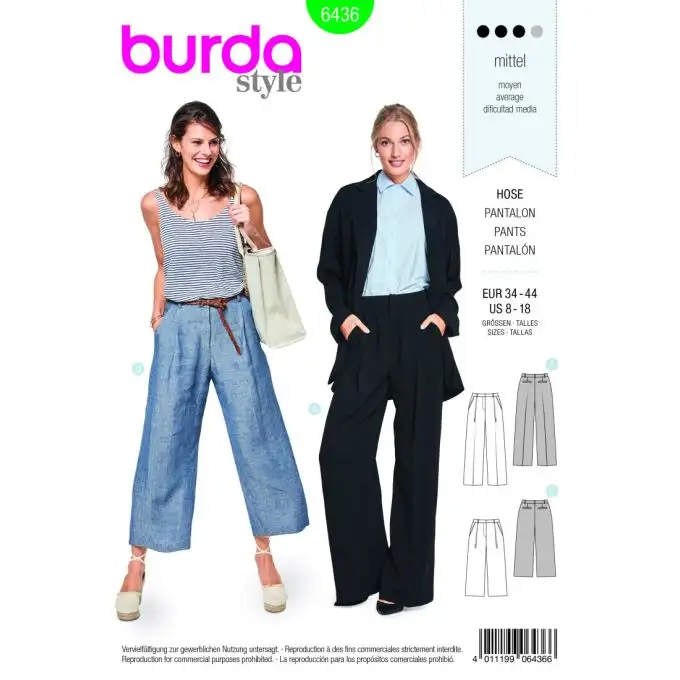 Modello burda 6436 pantaloni