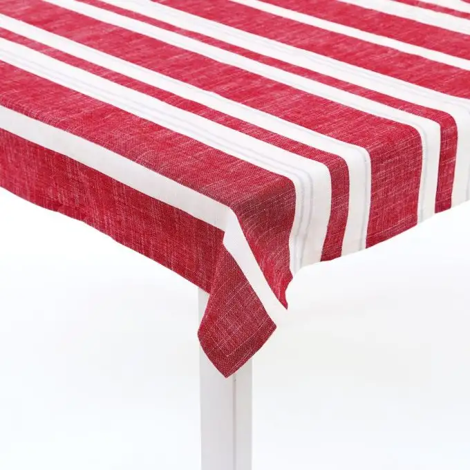 Tovaglia rotonda a righe rosse e bianche