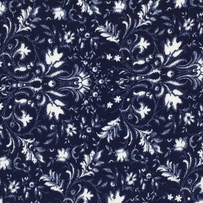 Tessuto jersey stampato cashmere blu e bianco