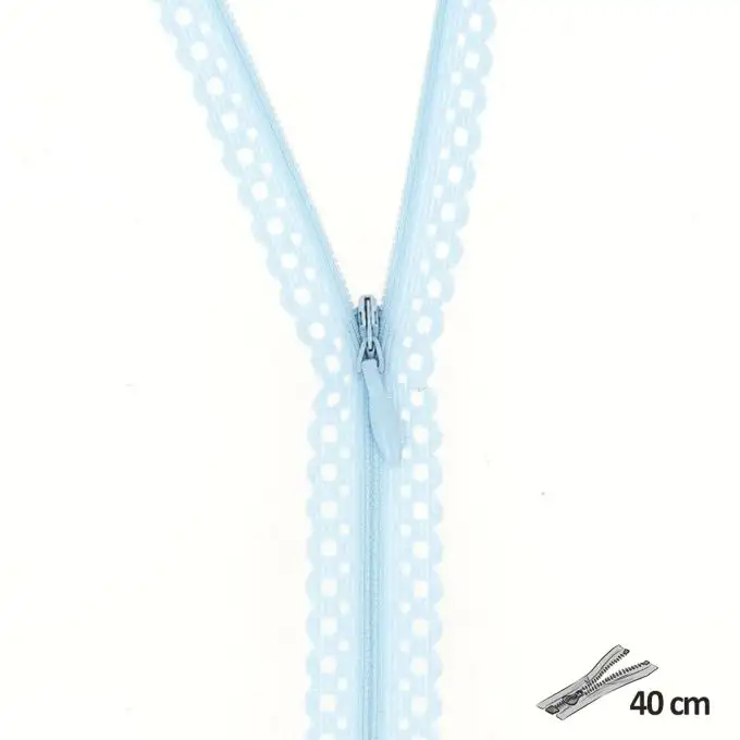 Chiusura pizzo geometrico azzurro cielo 40 cm