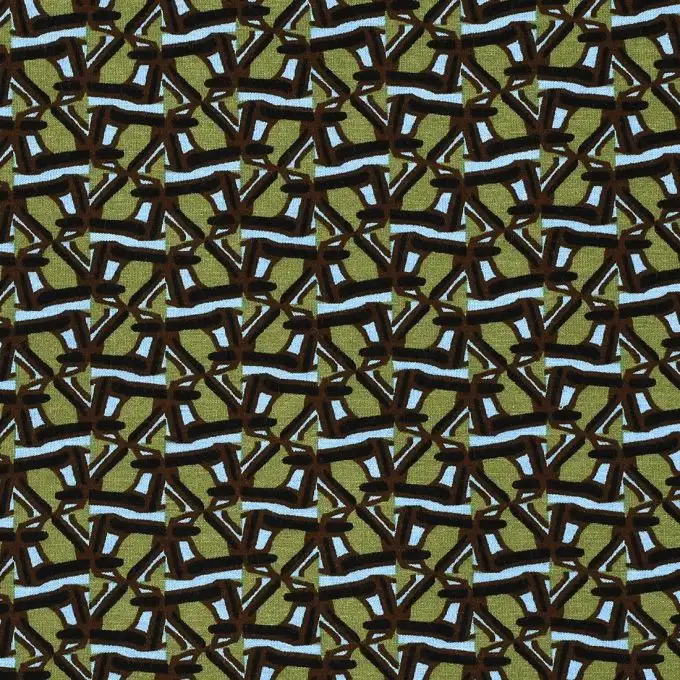 Tessuto jersey zig zag kaki e blu