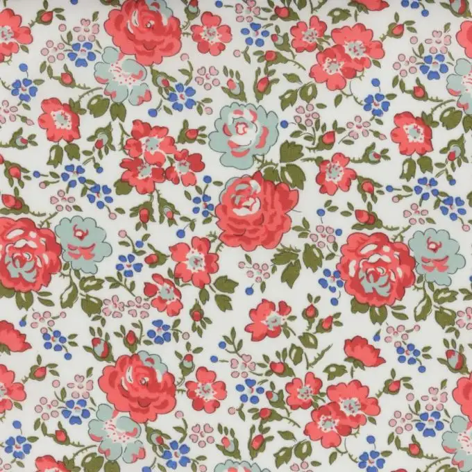 Tessuto popeline di cotone Liberty Felicite rose rosse