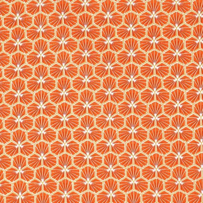 Tessuto cretonne Riad arancione esagono