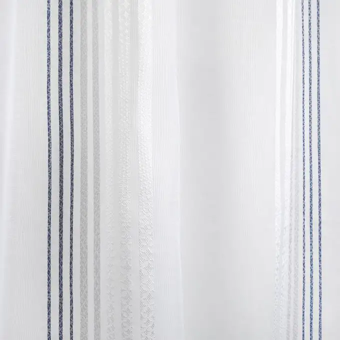 Tessuto velo bianco sottili righe blu
