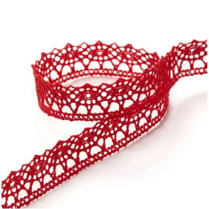 Nastro pizzo 12 mm rosso