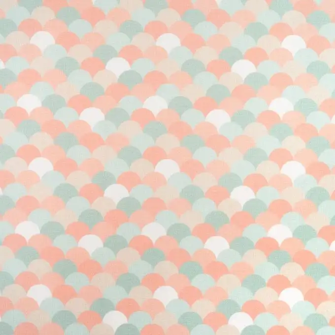 Tessuto cotone squame rosa e verdi