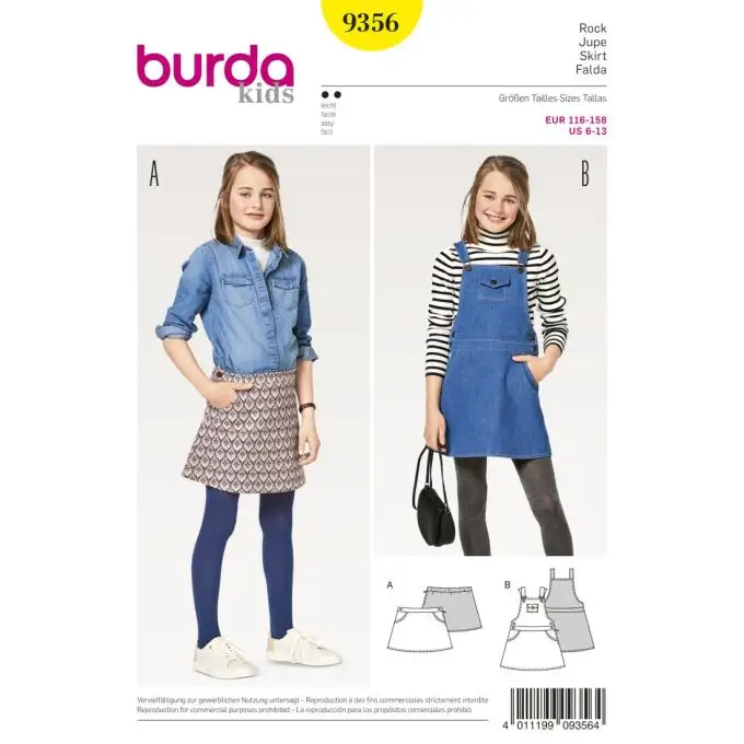 Gonna burda bambini 9356 gonna e salopette
