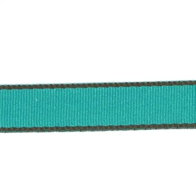 Nastro gros grain bordo geometrico 10 mm turchese