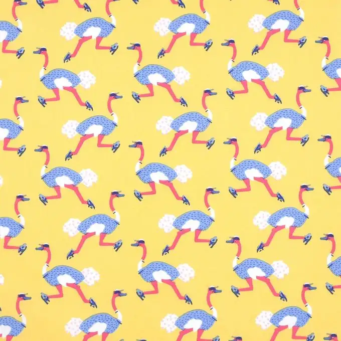 Tessuto cotone rivestito morbido struzzo giallo