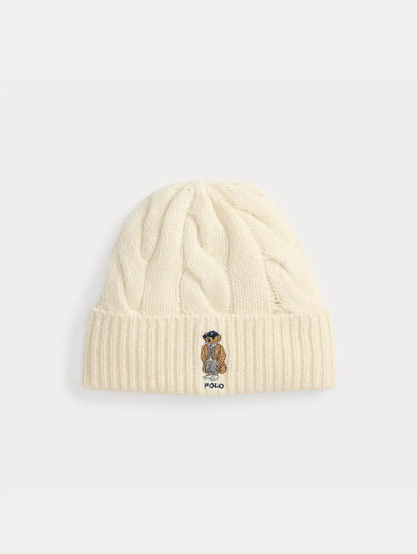 Cappello a Trecce con Polo Bear Crema