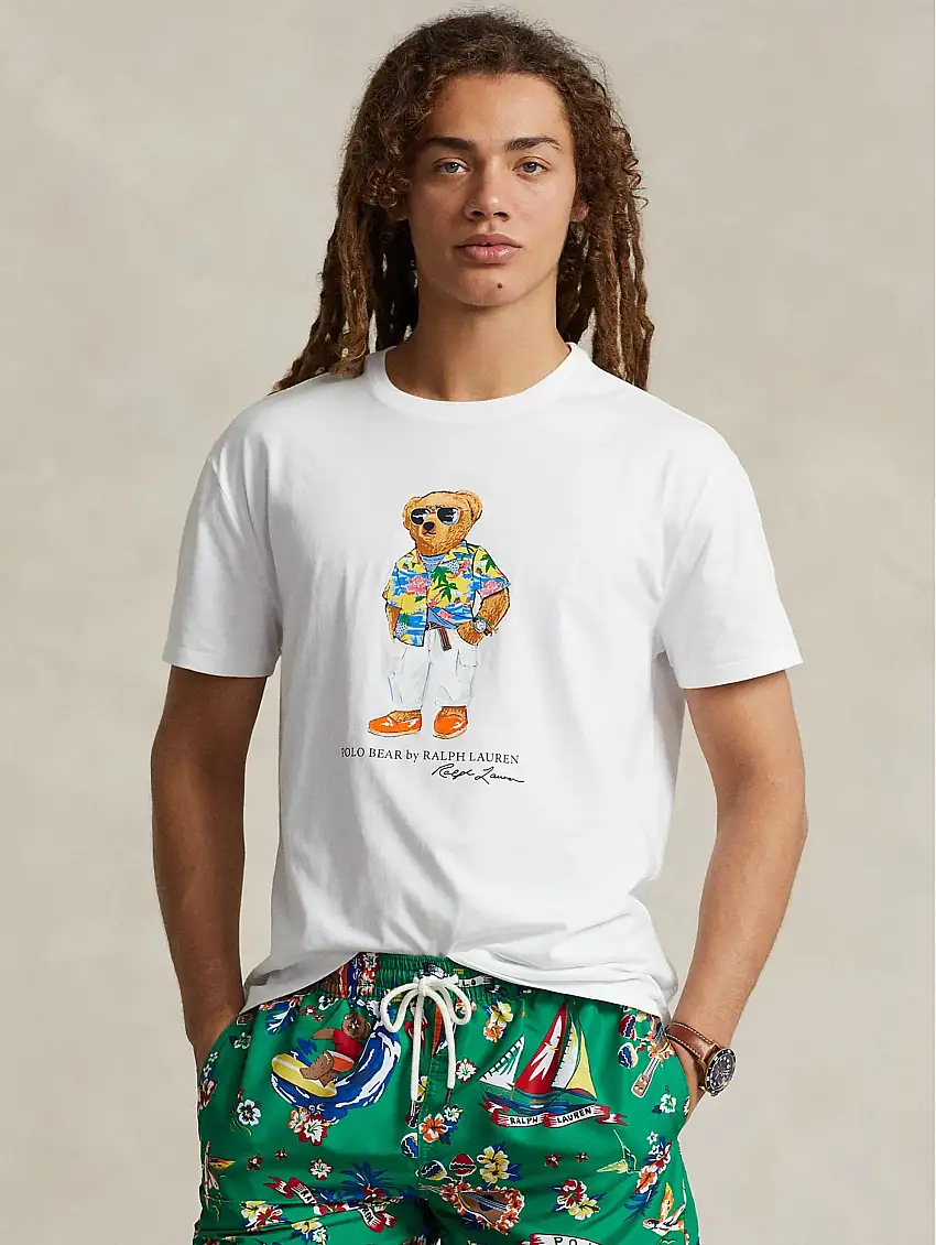 T-shirt con Stampa Polo Bear Bianco