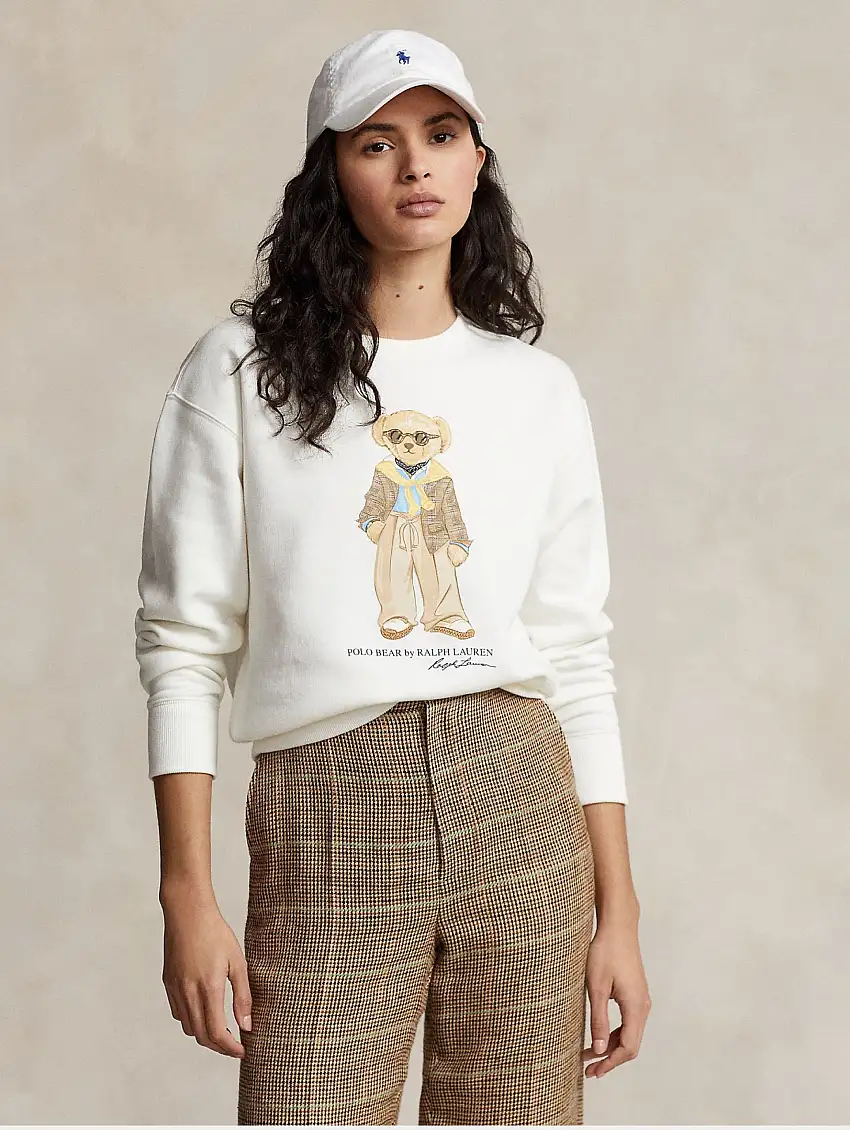 Felpa Girocollo Polo Bear Crema