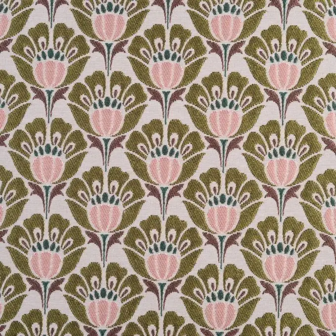 Tessuto jacquard fiori rosa
