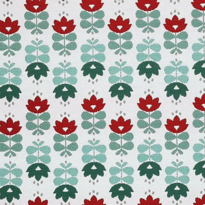 Tessuto jacquard Silvanes fiori rosso e blu