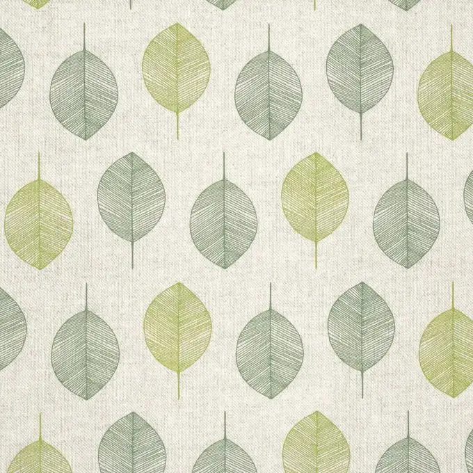 Tessuto cotone spesso foglie verdi