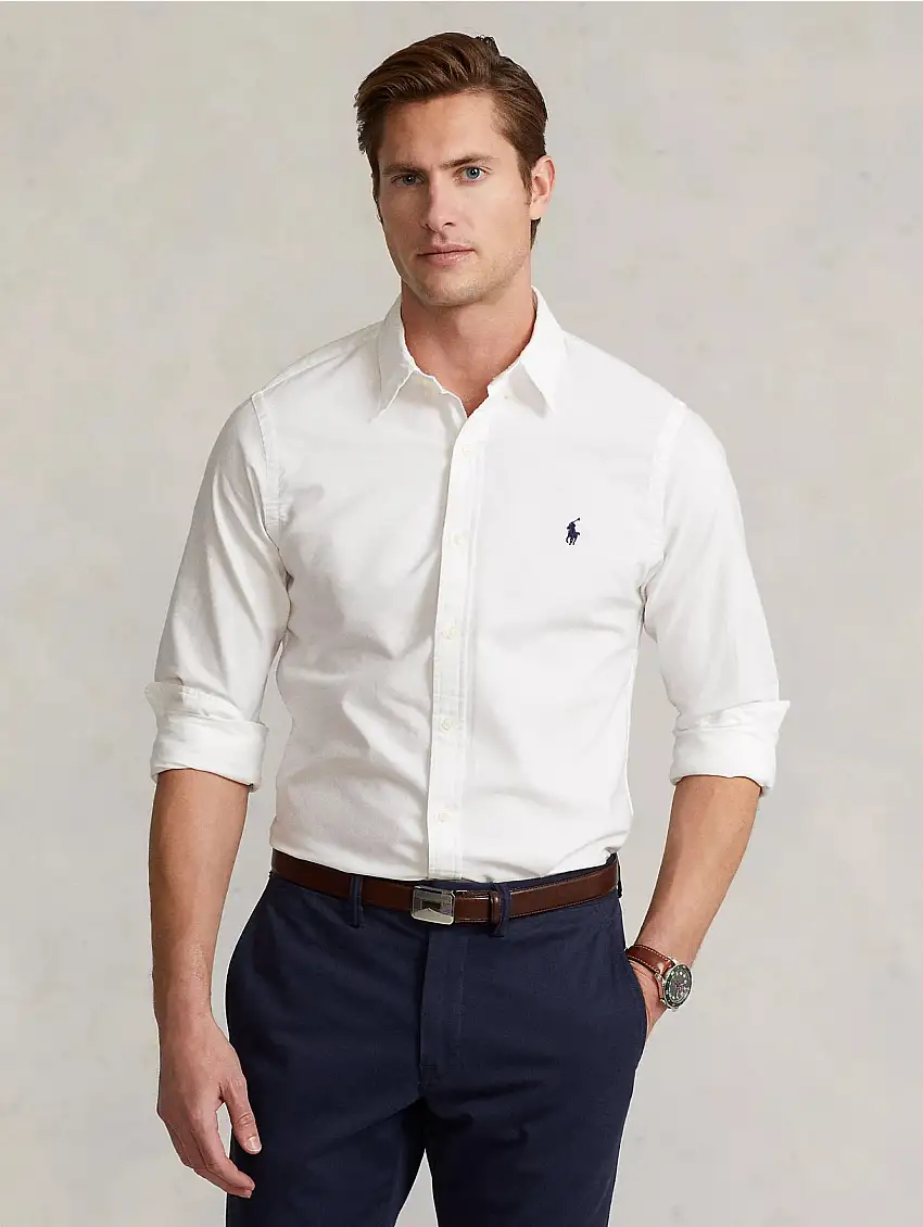 Camicia in Oxford con Logo Monocromo Bianca