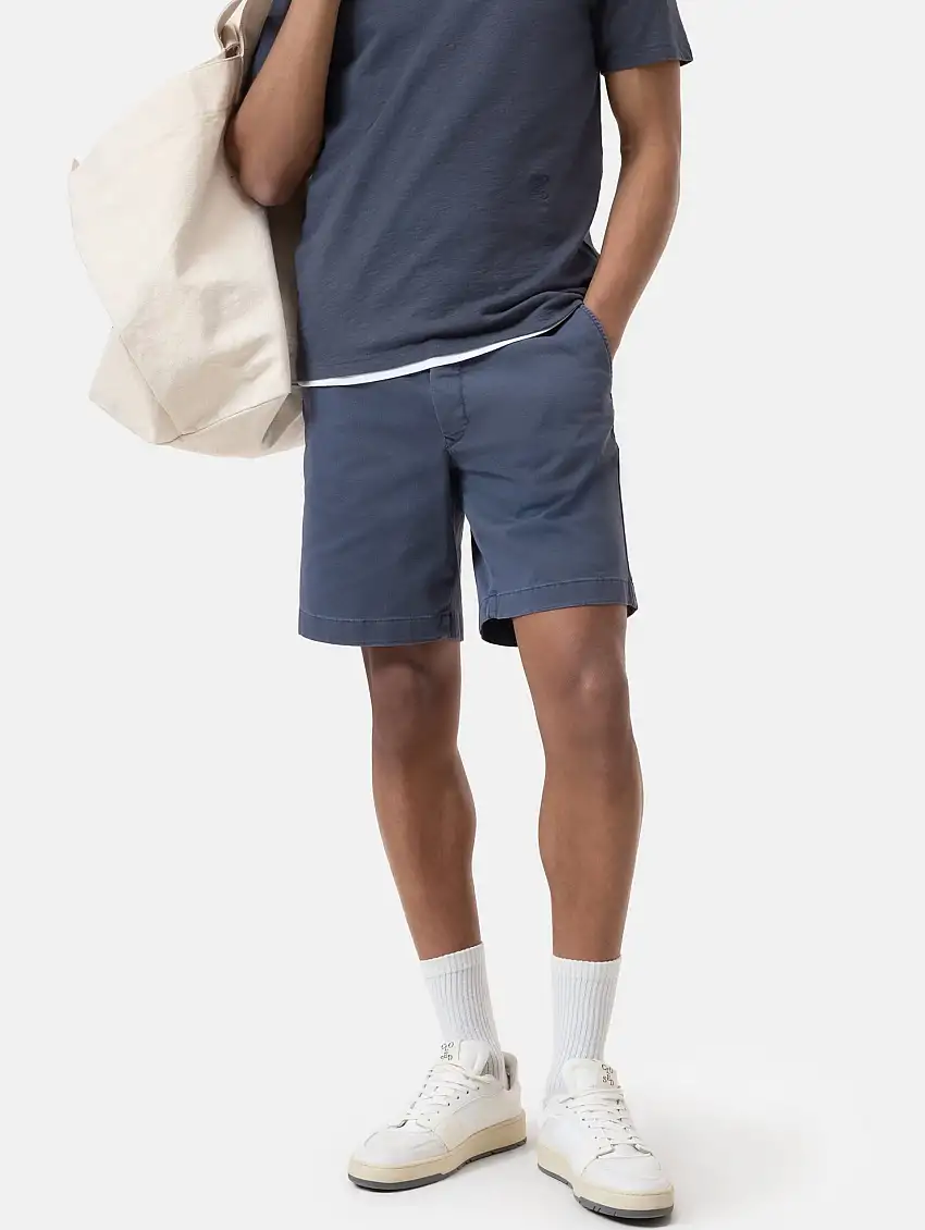 Shorts Chino in Cotone Blu Fumo