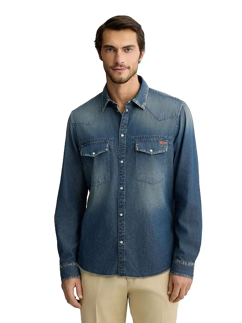 LIU JO UOMO Men's Casual Shirts - Denim Shirt - Denim