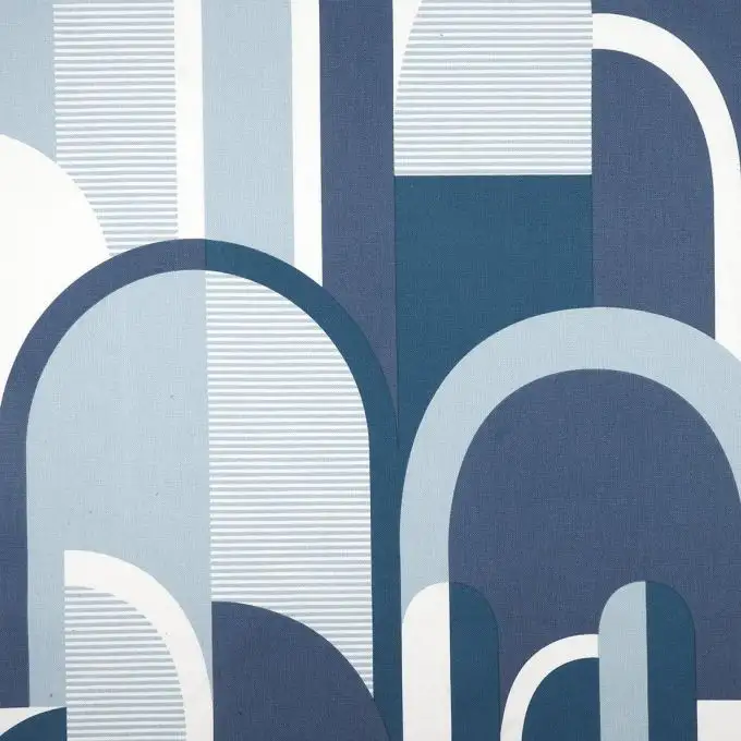 Tessuto bachette geometrico blu