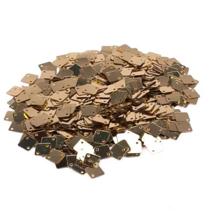 Paillettes piatte quadrate oro da cucire 7,5x7,5mm