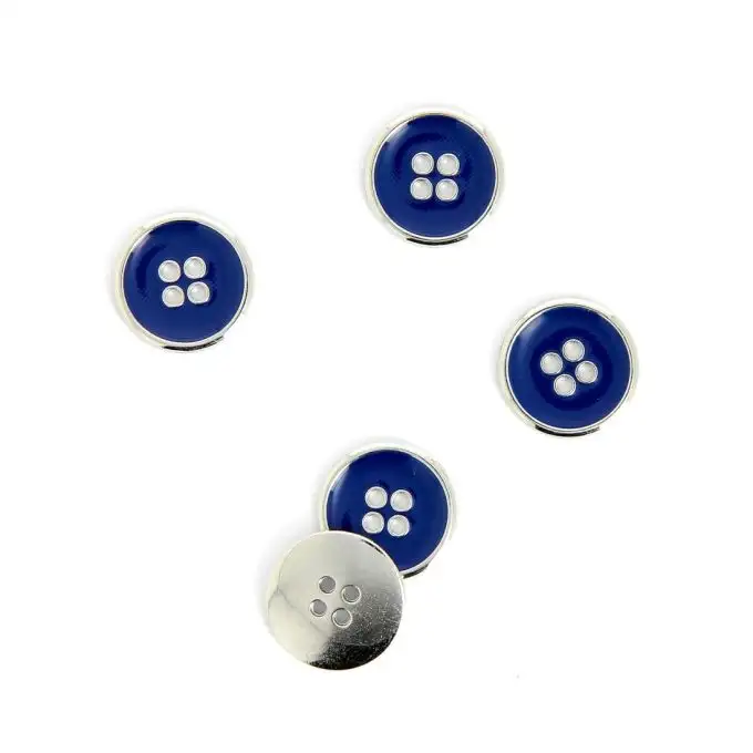 bottoni metallo argento e blu navy 15 mm