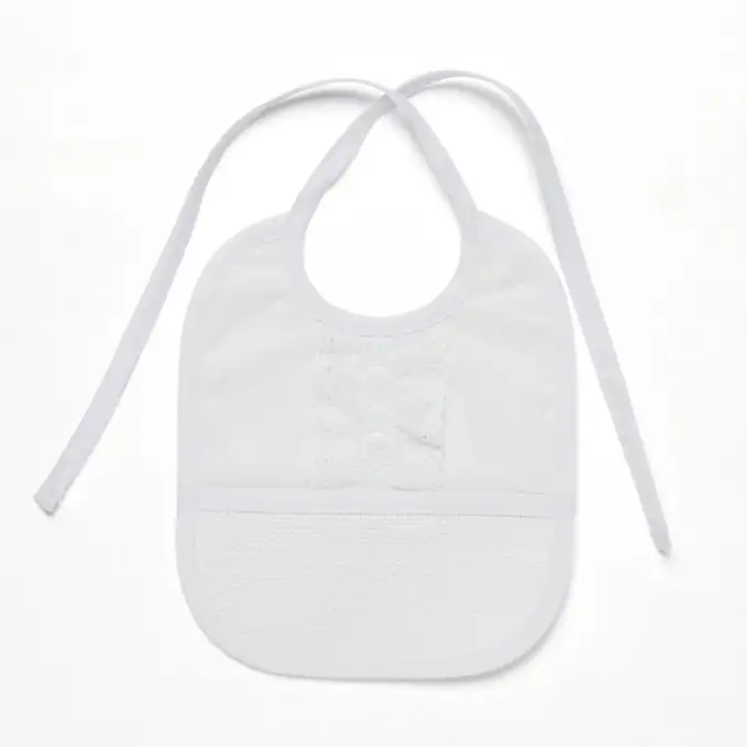 Bavaglino nascita nastro da ricamare - Bianco