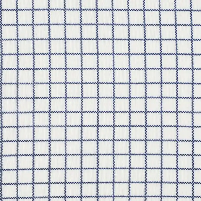 Tessuto jersey quadri blu e ecru