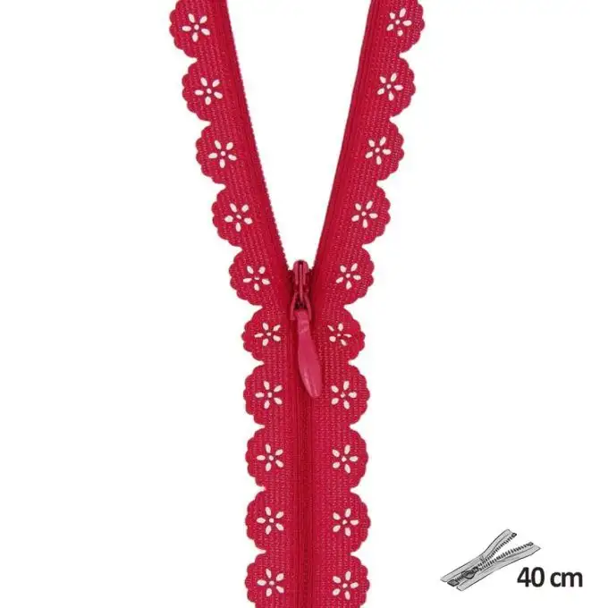 Chiusura pizzo geometrico rosa lampone 40 cm