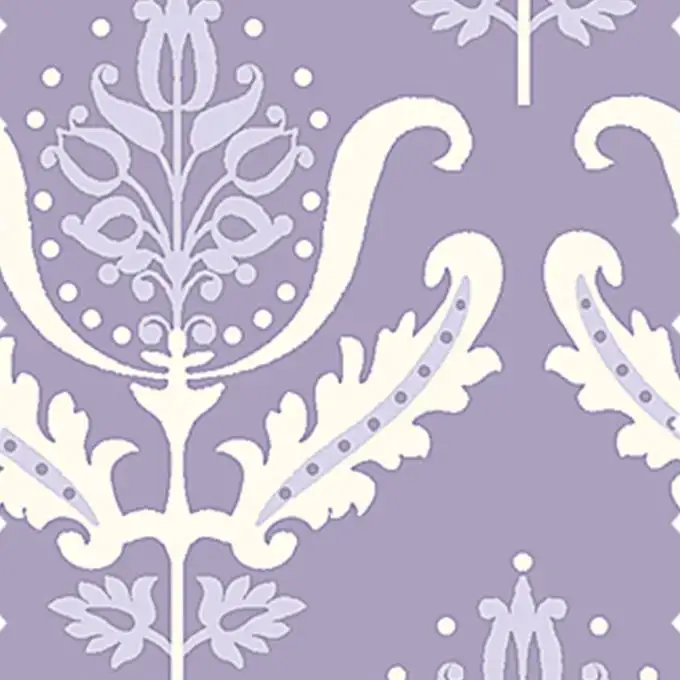 Tessuto cotone viola ornamenti