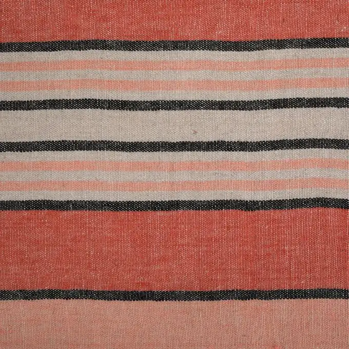 Tessuto lino a righe rosa e nero