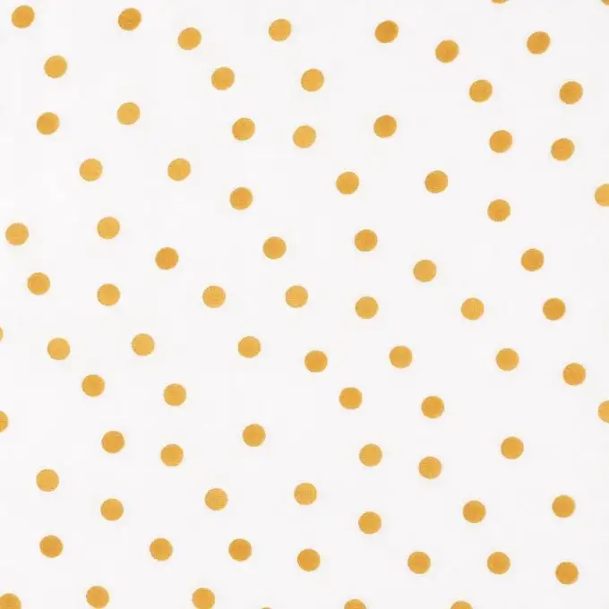 Tessuto voile di cotone bianco a pois arancioni