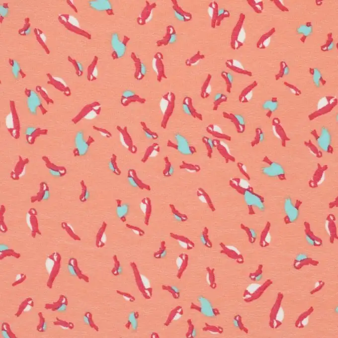 Tessuto crepe stampato uccelli