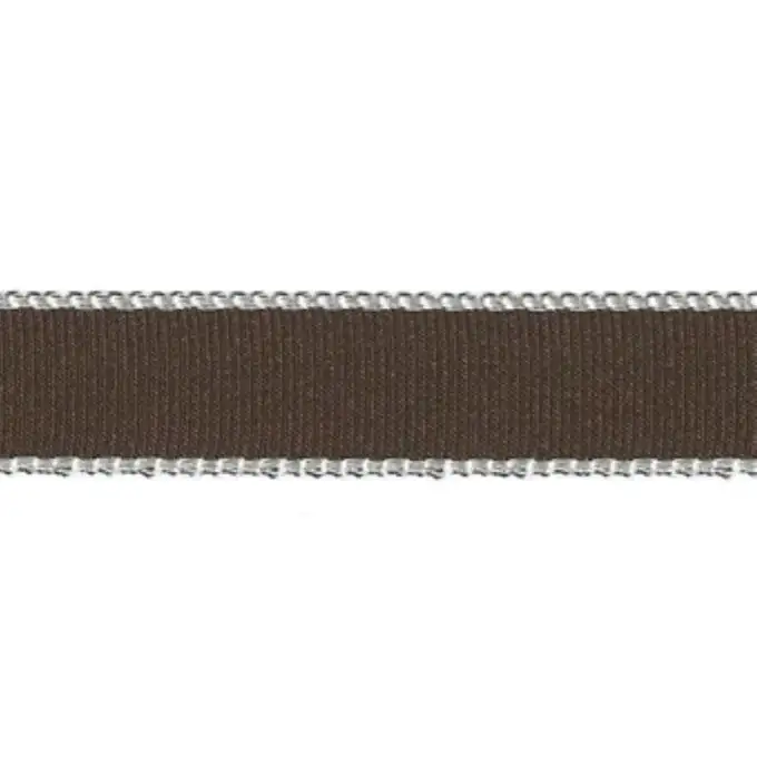 Nastro gros grain marrone bordi ecru 25 mm