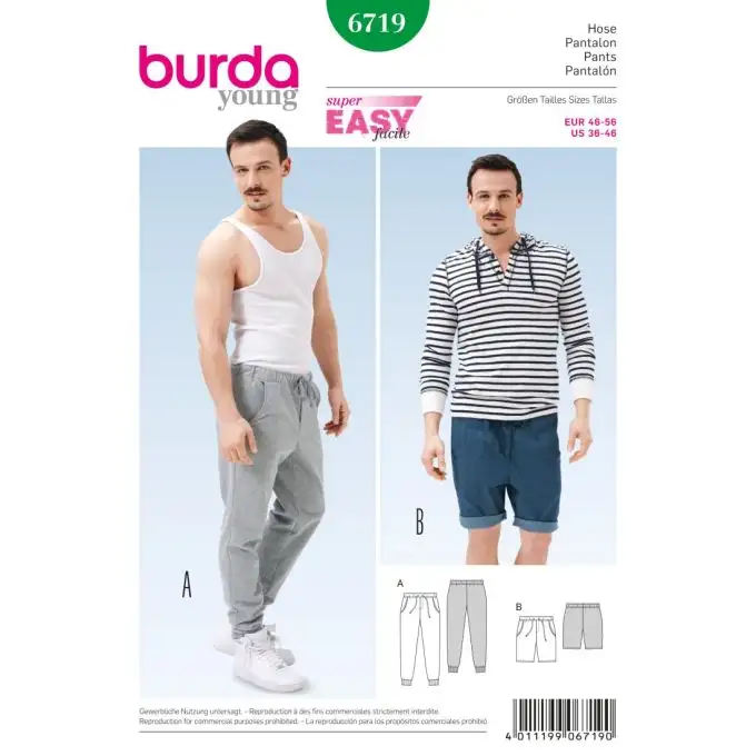 Modello pantaloni jogging uomo - Burda n°6719