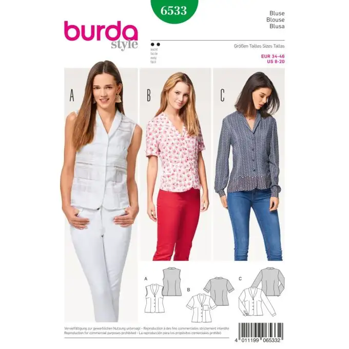 Modello burda 6533 camicetta