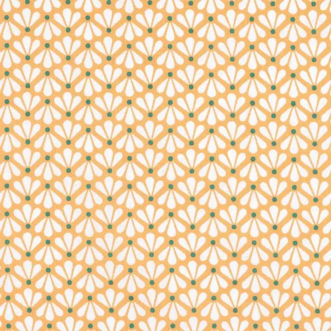 Tessuto cotone arancione ventagli