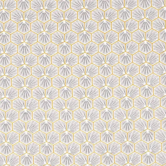 Tessuto cretonne Riad grigio chiaro esagono