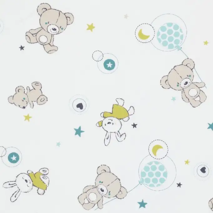 Tessuto cotone neonato orsetti e coniglietti