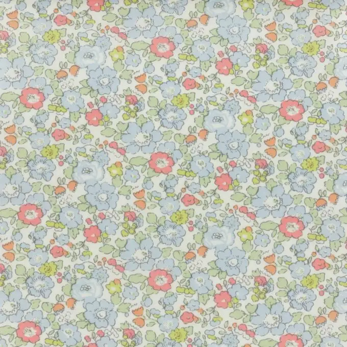 Tessuto popeline di cotone Liberty Betsy blu pastello