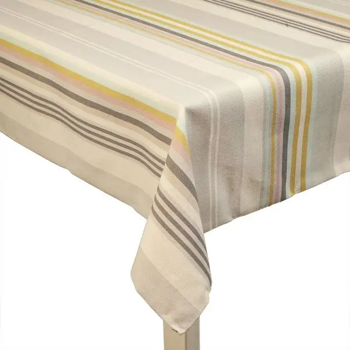 Tessuto tessuto tinto a righe beige e giallo